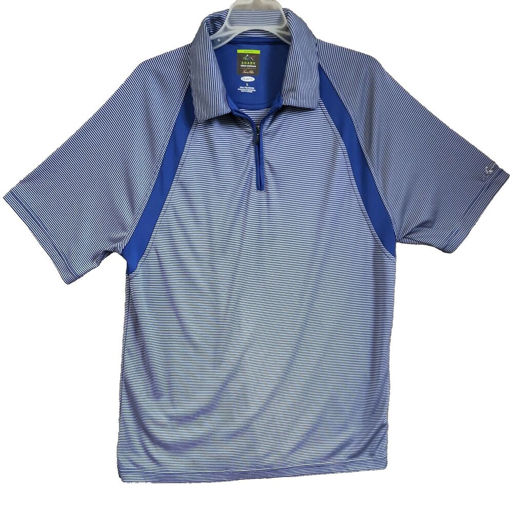 Shark Greg Norman 1/4 Zip Polo Tasso Elba Men's Large Slim Fit Golf Shirt